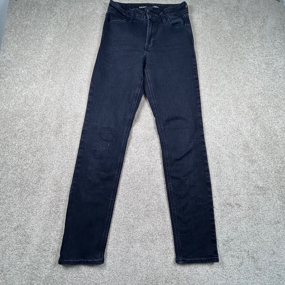 Old Navy Womens Black High-Rise Wow Straight Jeans Size 0 Stretch Denim